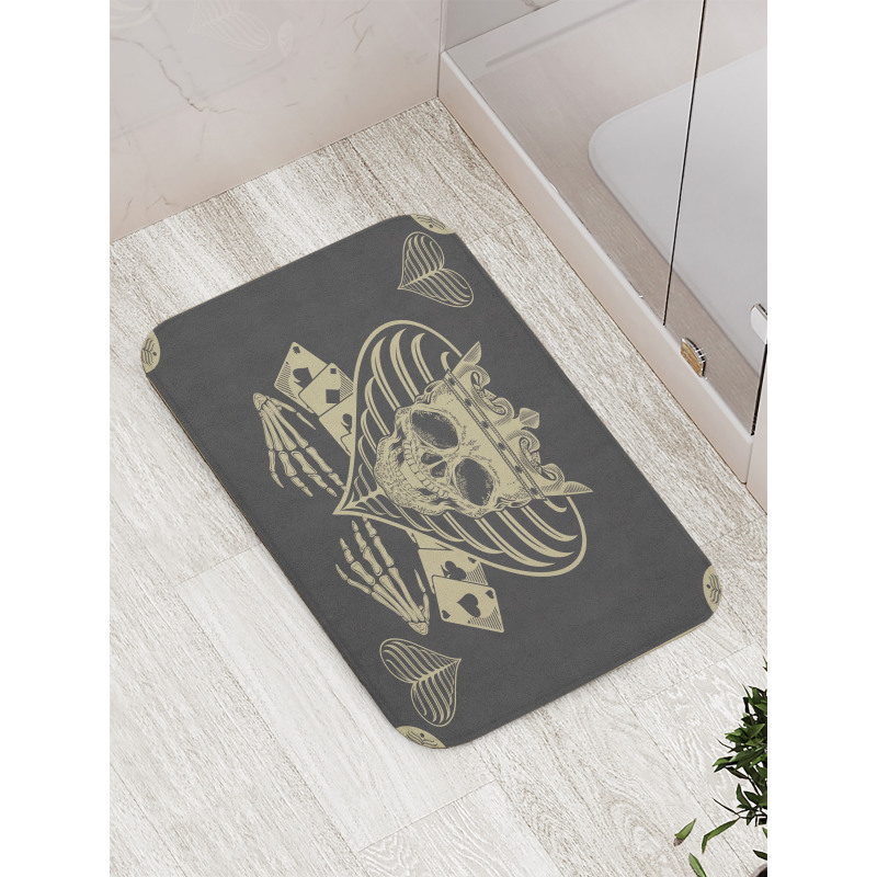 Vector Skull Poker Cards Bath Mat