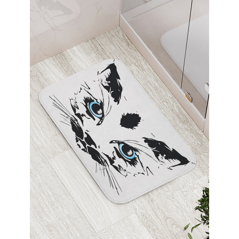 Big Cat Face Pet Sketchy Bath Mat