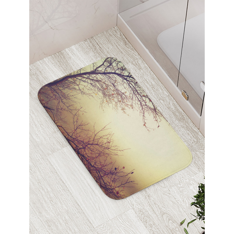 Vintage Leafless Autumn Bath Mat