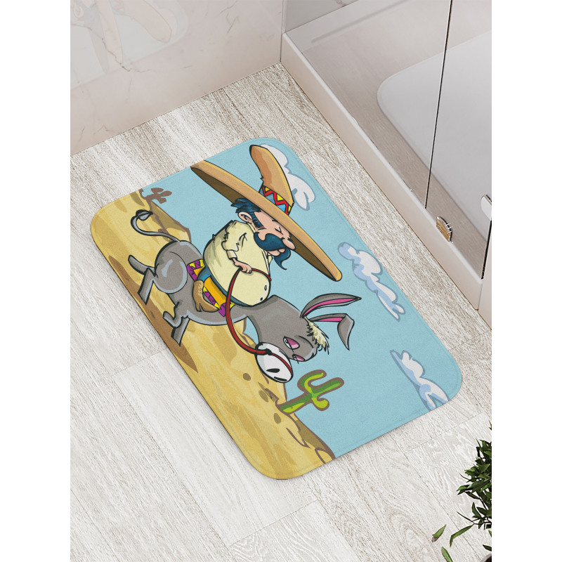 Mexican Man on a Donkey Bath Mat