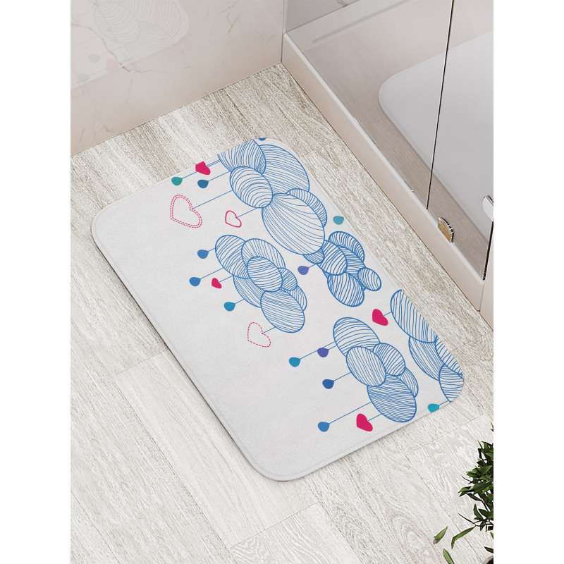 Hand Drawn Clouds Bath Mat