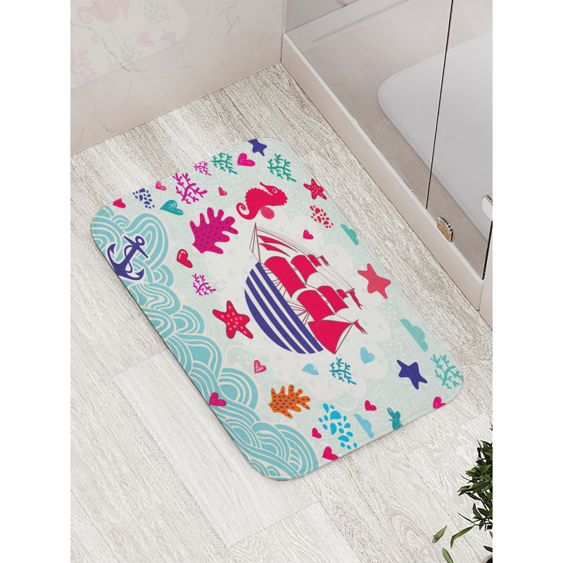 Sailing Ship Anchor Sea Bath Mat