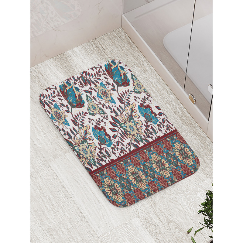 Ornate Floral Border Bath Mat