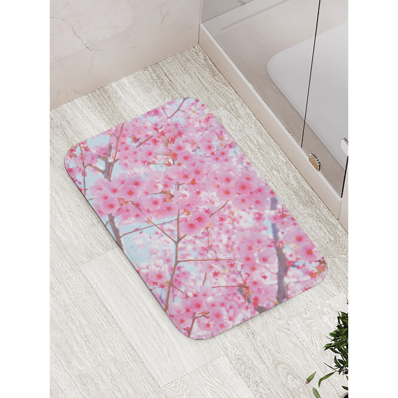 Japanese Sakura Flowers Bath Mat