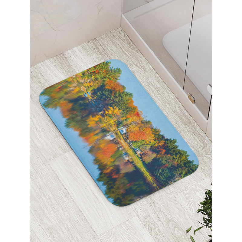 Lake House in Autumn Bath Mat