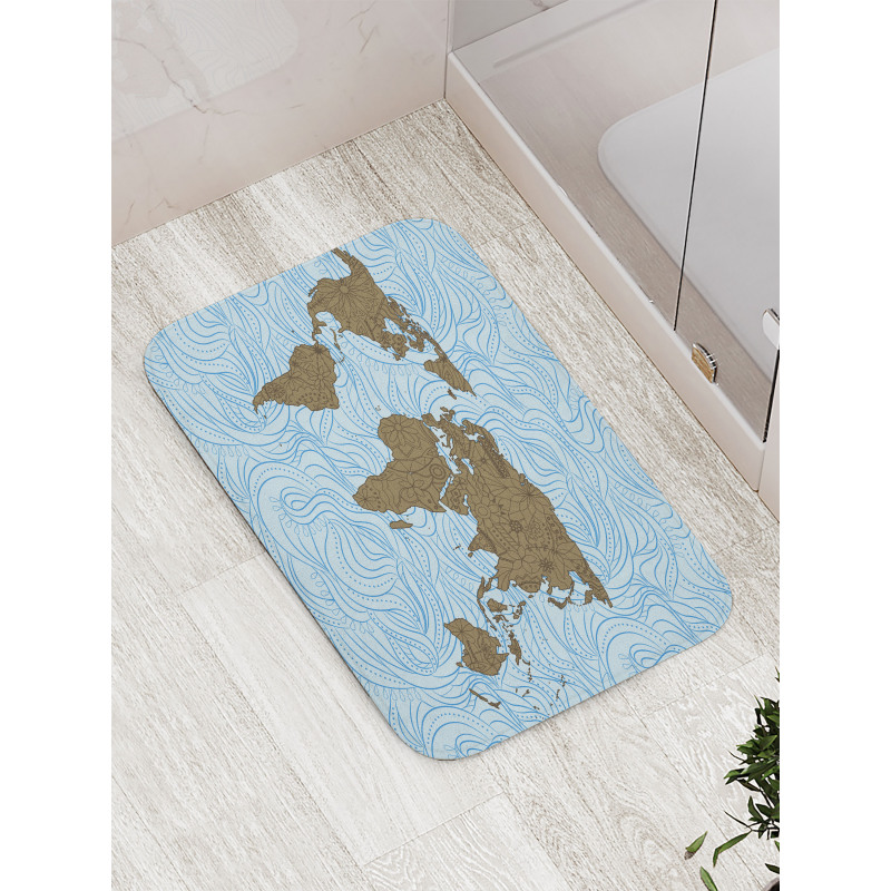 Map with Waves Bath Mat