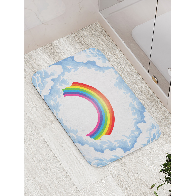 Rainbow Fluffy Clouds Bath Mat