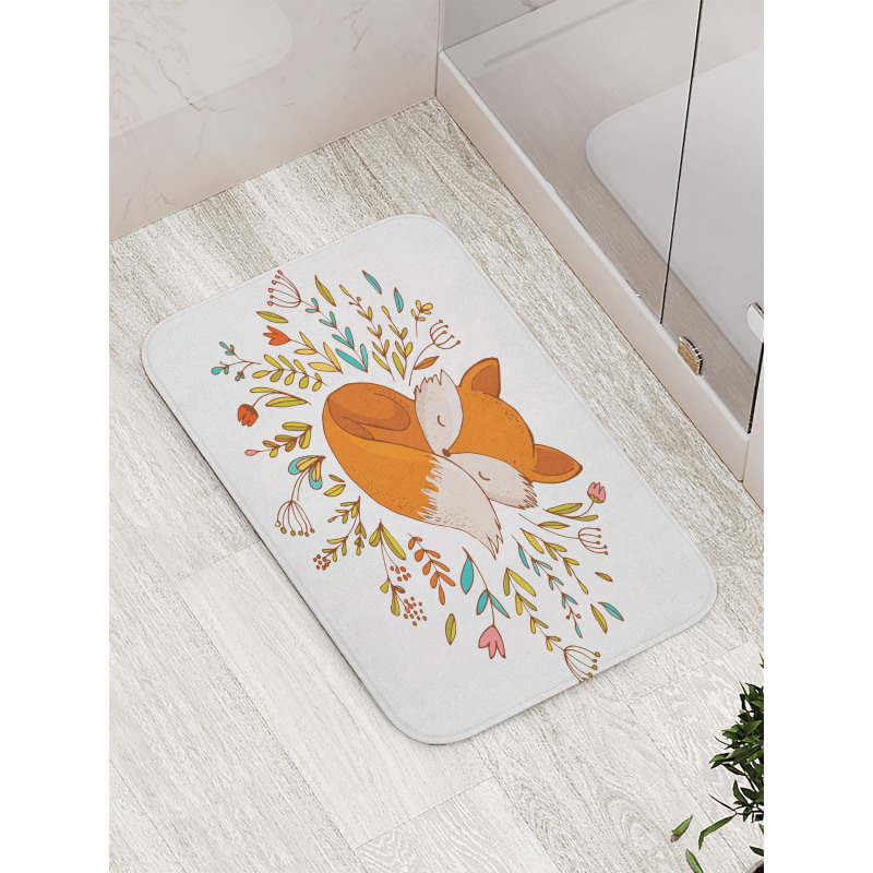 Baby Fox Flowers Bath Mat