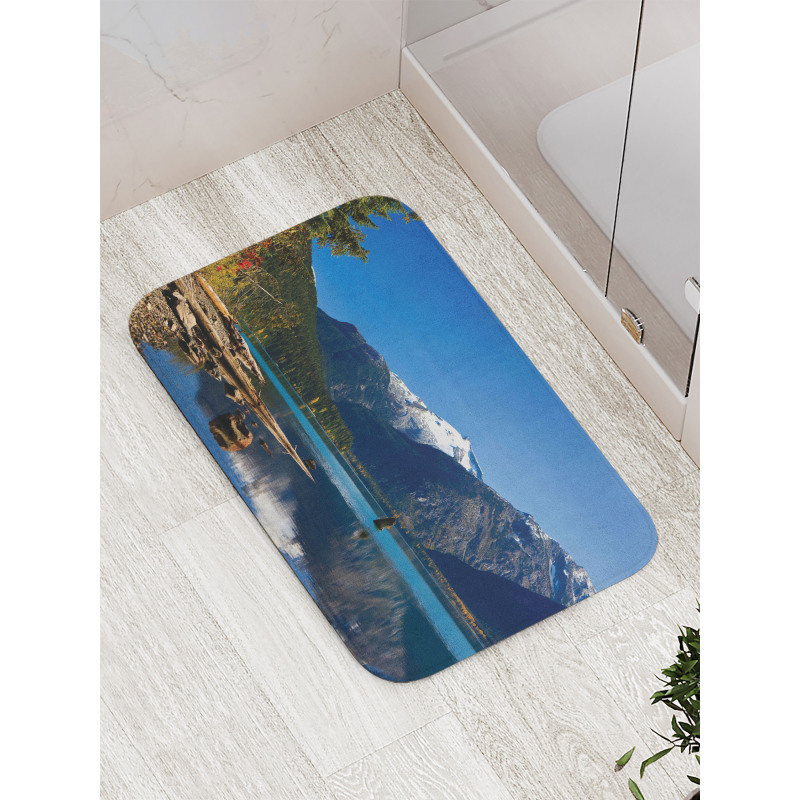 Winter Mountain Trees Bath Mat