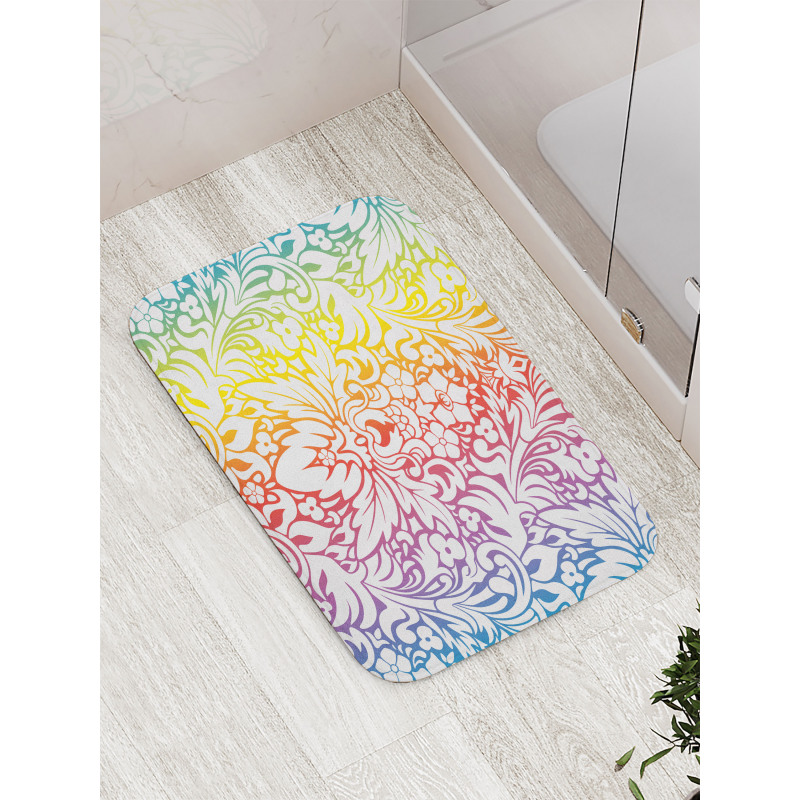 Colorful Damask Flowers Bath Mat