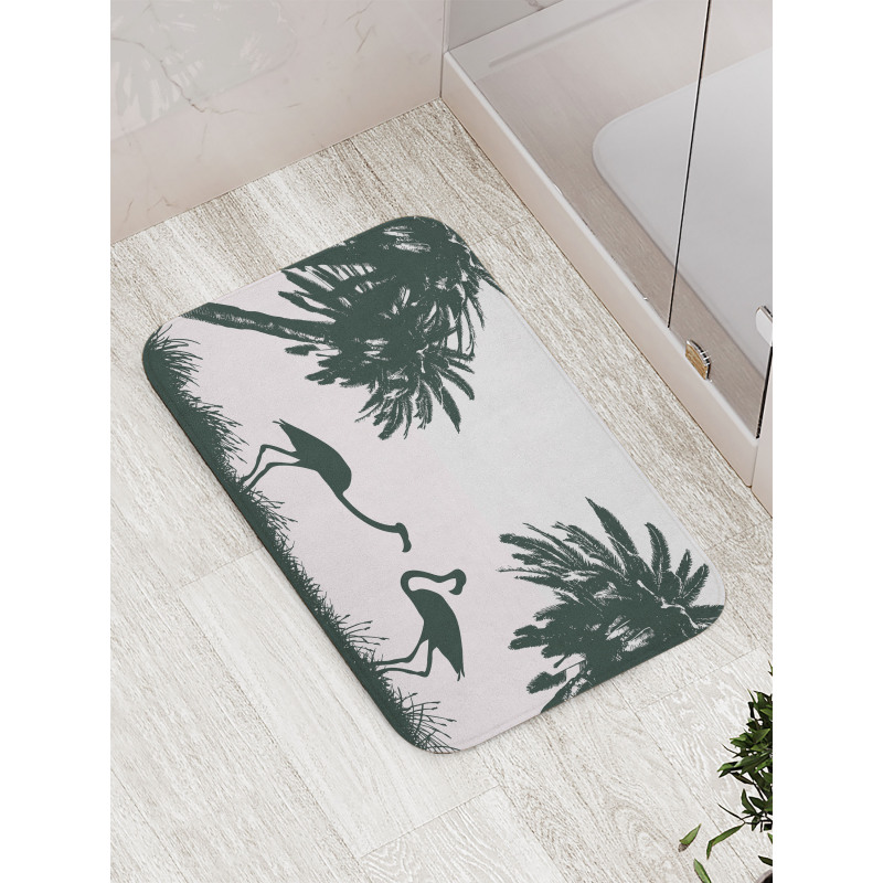 Flamingos and Palm Trees Bath Mat