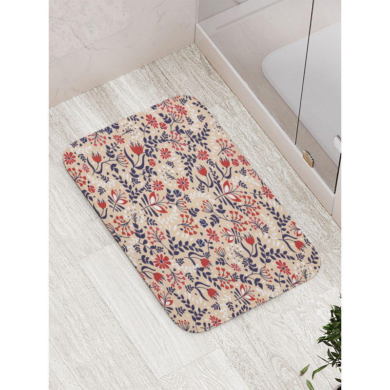 Abstract Blossoms Leaves Bath Mat