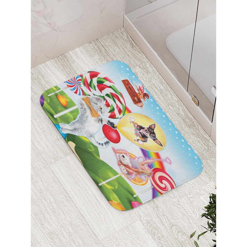 Rainbow Candies Animals Bath Mat