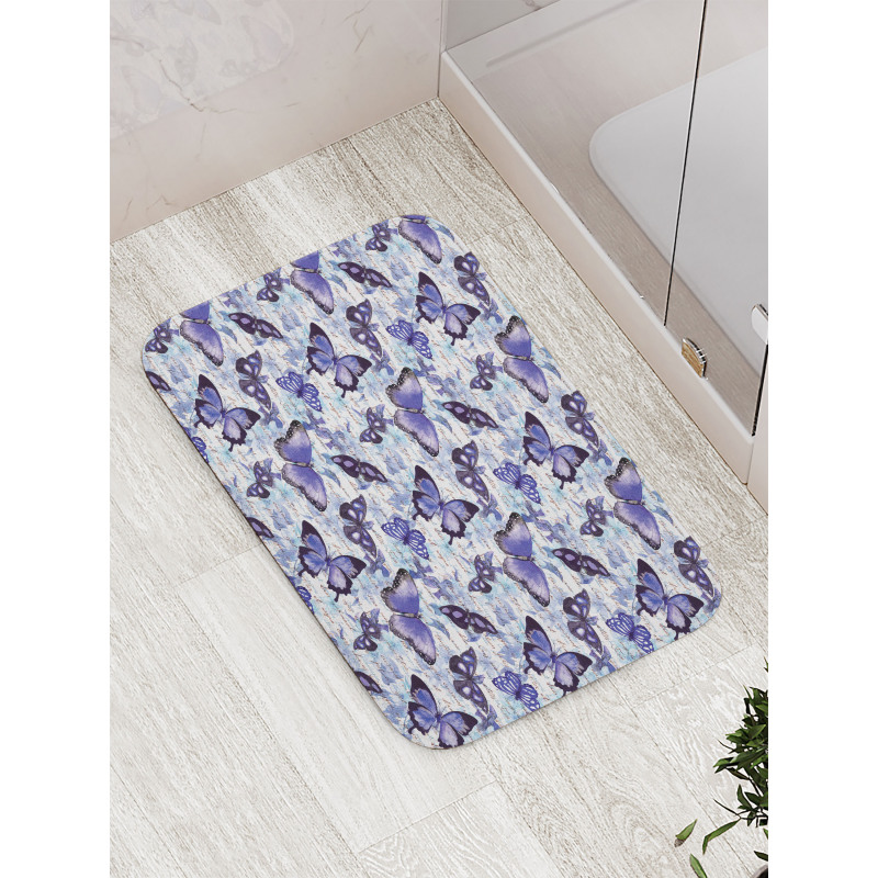 Old Flowers Butterfly Bath Mat