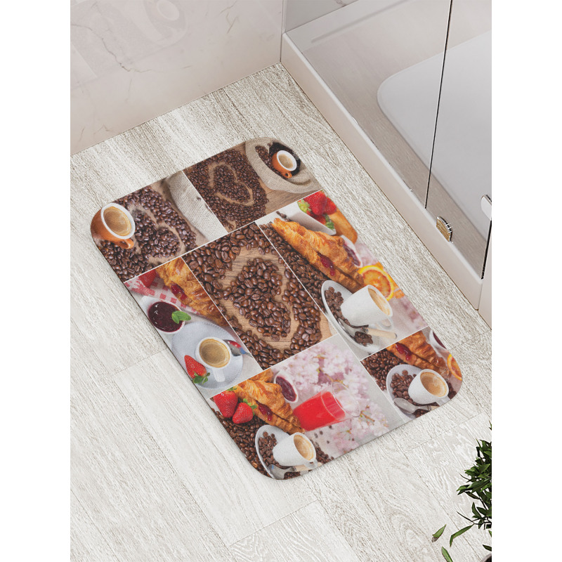 Croissant and Coffee Bath Mat