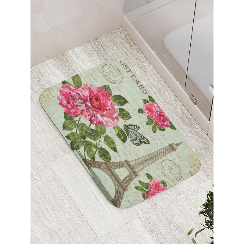 Shabby Plant Roses Leaf Bath Mat