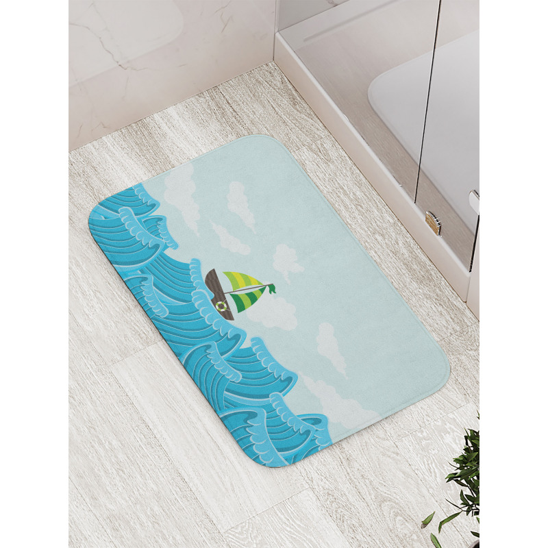 Sailing Boat on the Sea Bath Mat