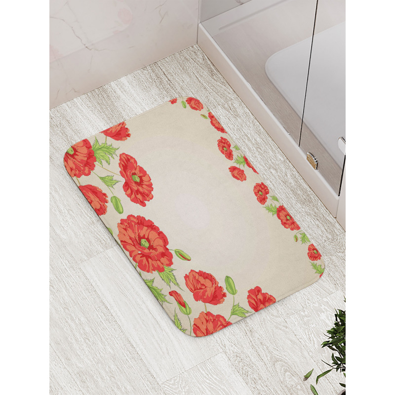 Card with Poppy Flowers Bath Mat