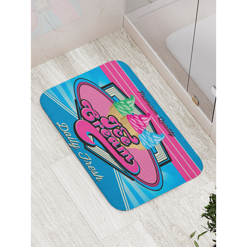 Ice Cream Illustration Bath Mat