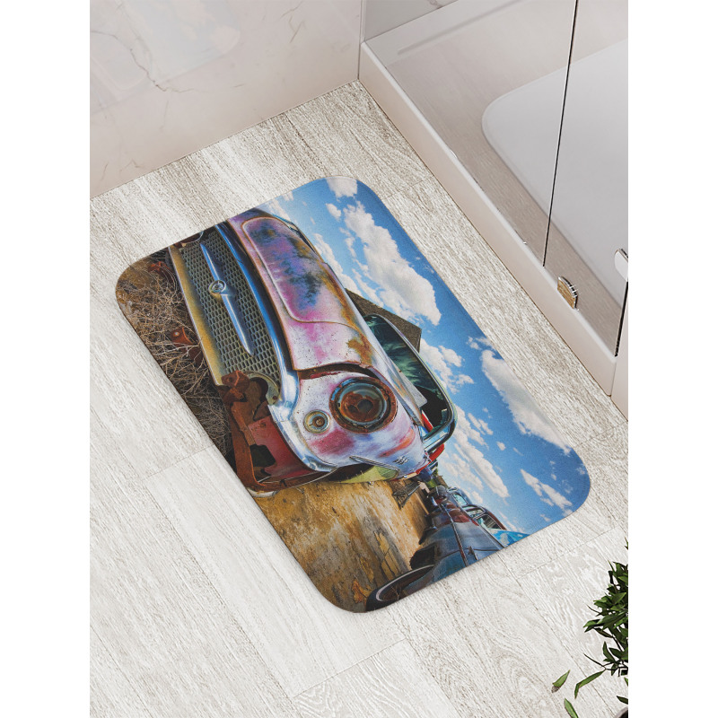 Rusty Abandoned Cars Bath Mat