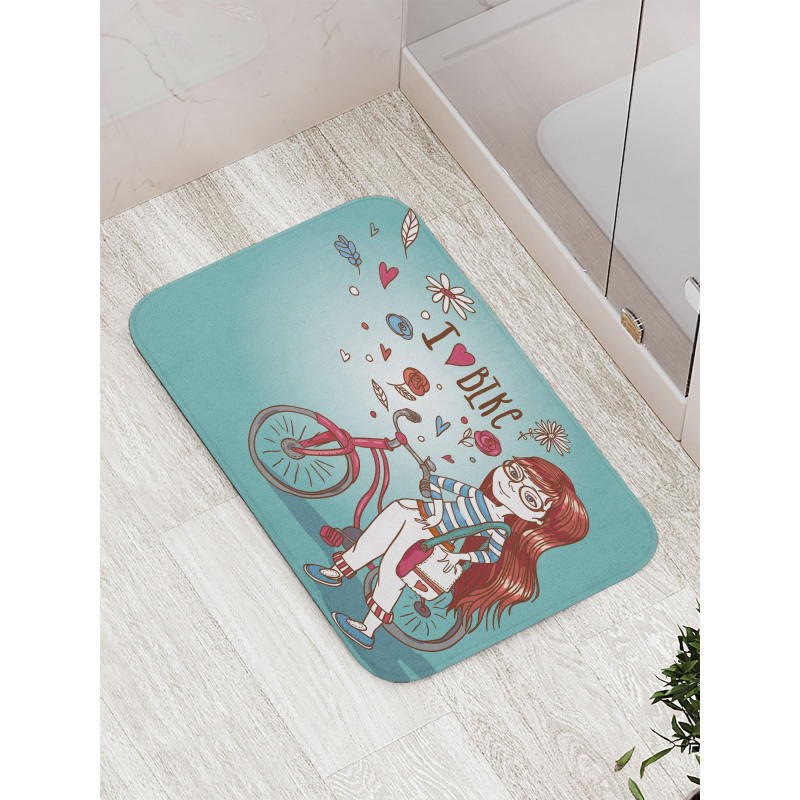 Girl with Bike Bath Mat