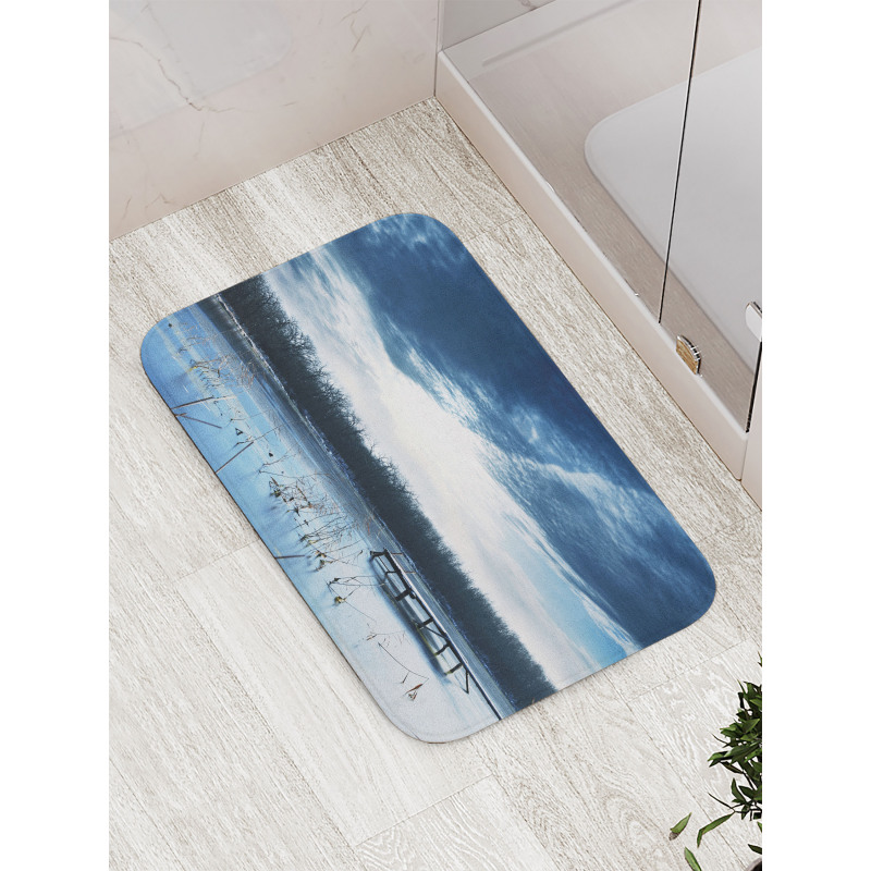 Blue Mountain Lake Scene Bath Mat