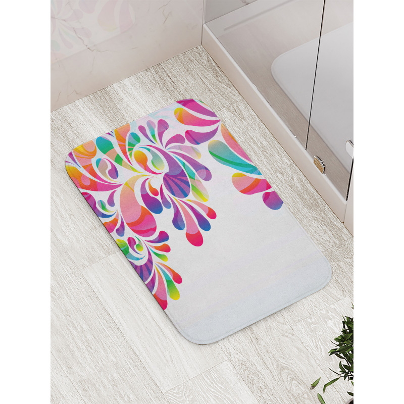 Curvy Floral Design Bath Mat