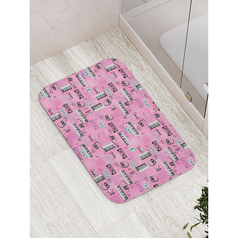 Music Theme Vintage Retro Bath Mat