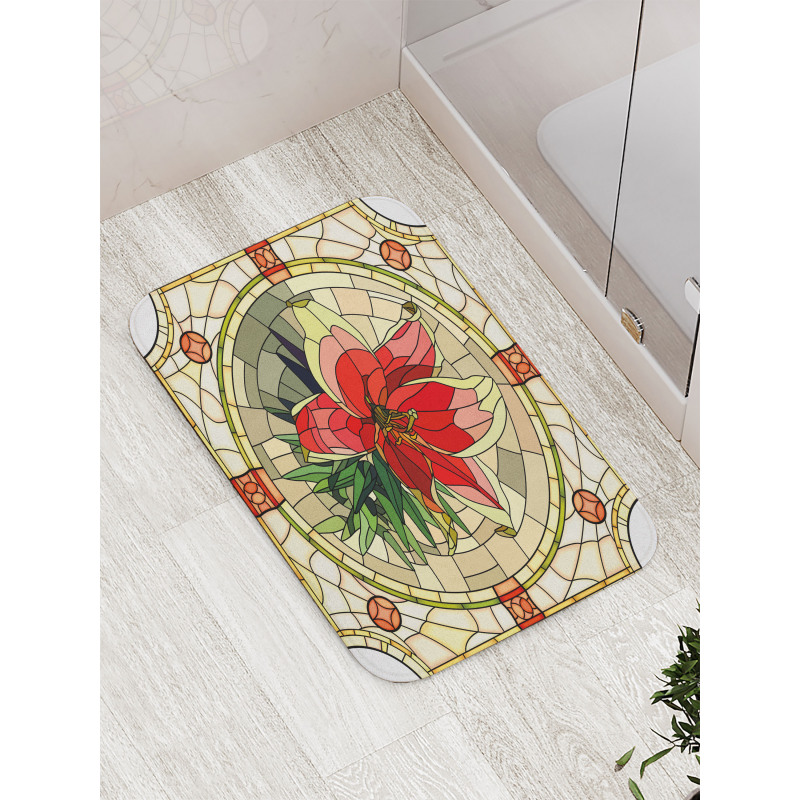 Flower Lily Leaves Bath Mat