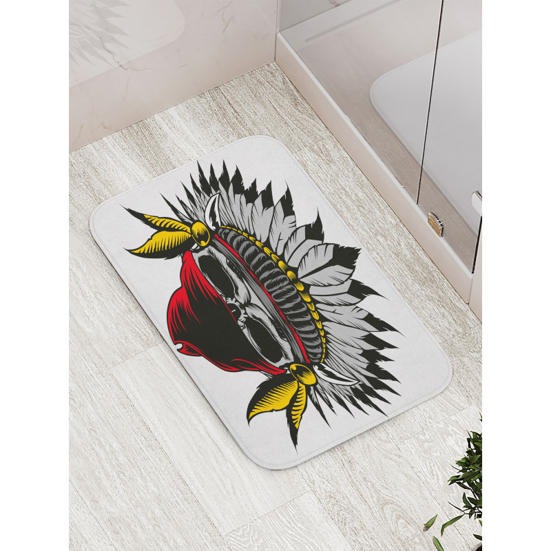 Skull with Feathers Veil Bath Mat