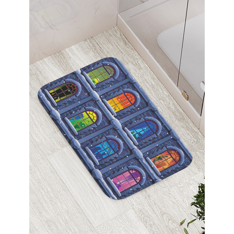 Snowy Winter Night Bath Mat