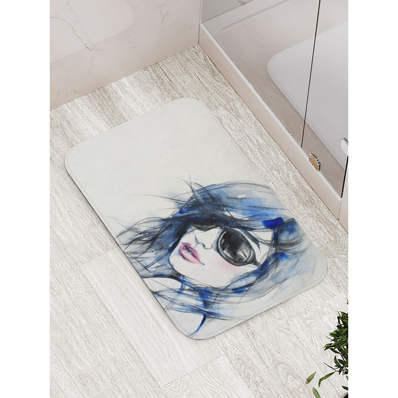 Watercolor Woman Image Bath Mat