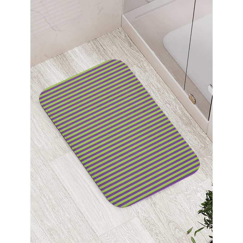 Blue Green Bold Stripes Bath Mat