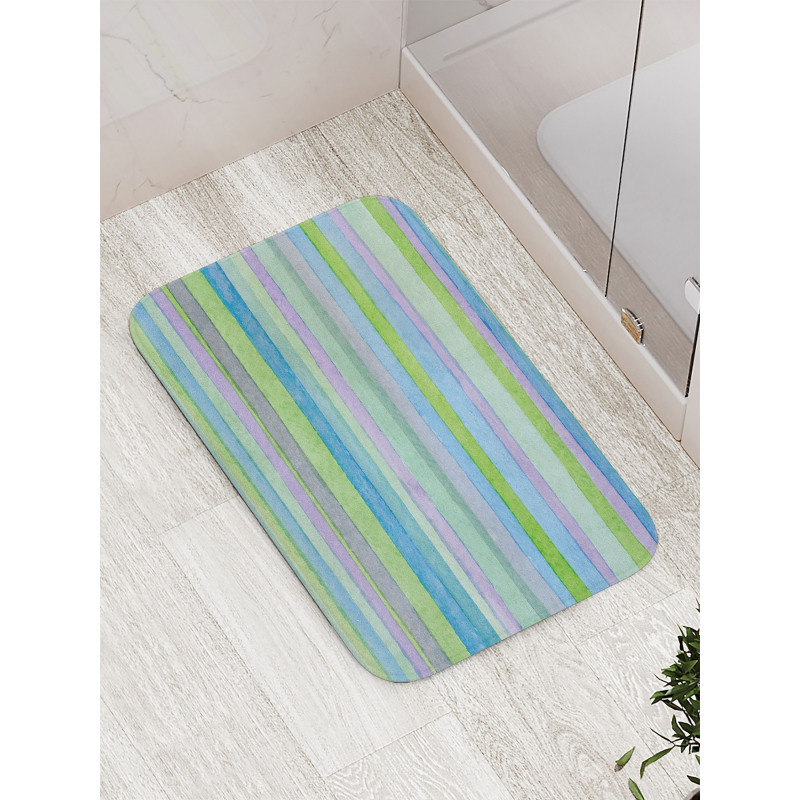 Watercolor Stripes Artwork Bath Mat