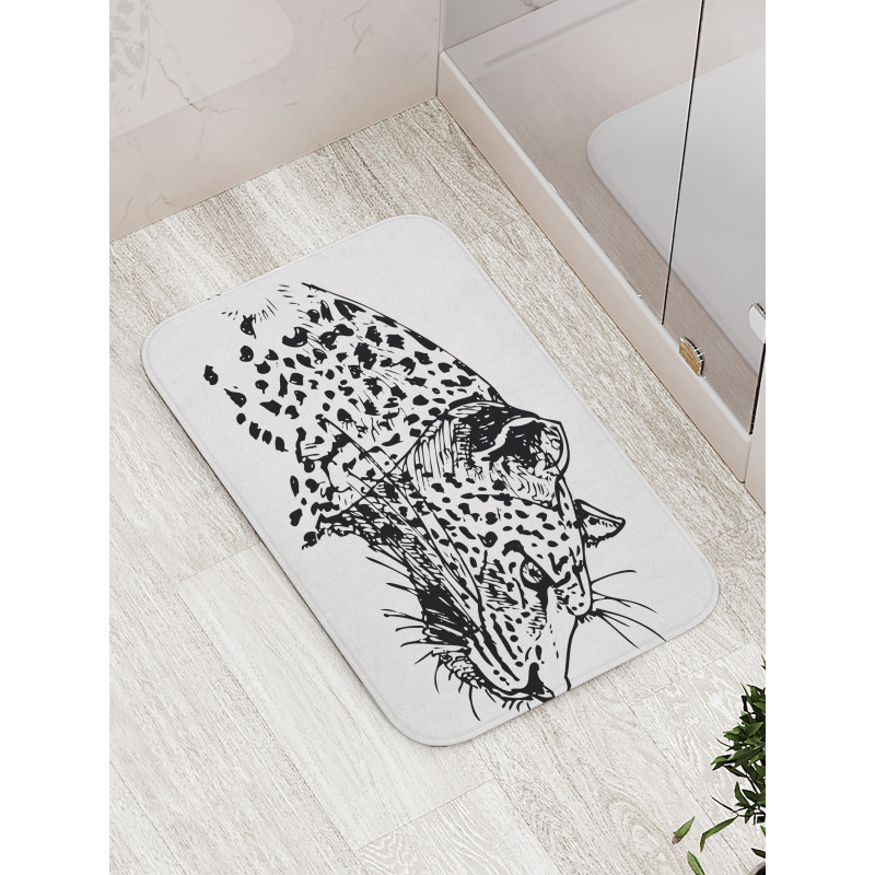 Jaguar Sketch Wildlife Bath Mat