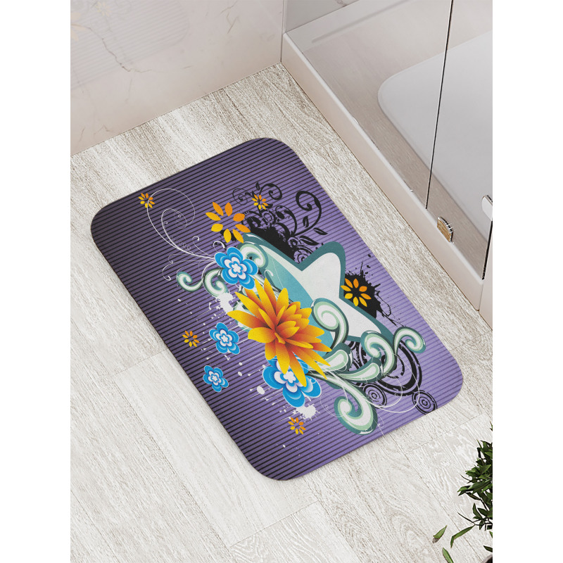 Stars Flowers Swirls Bath Mat