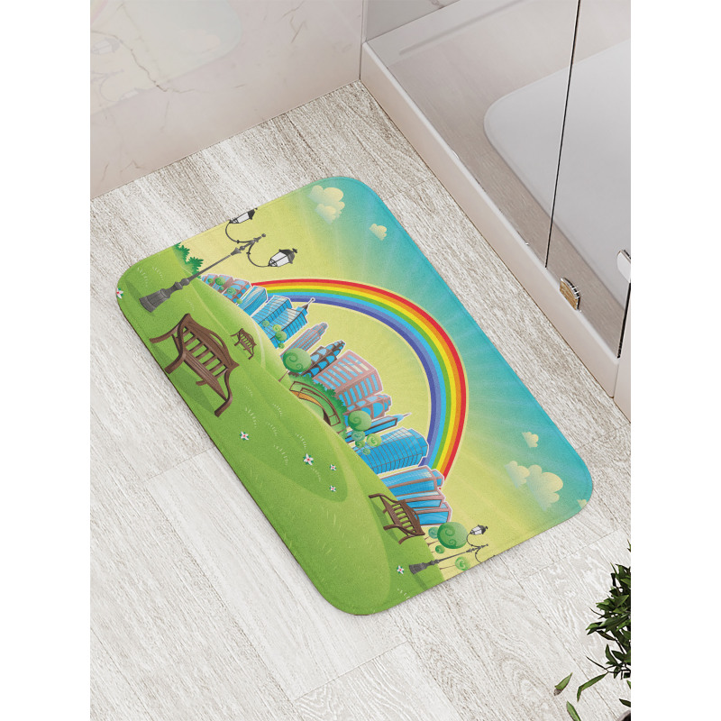 Rainbow Beams Flowers Bath Mat