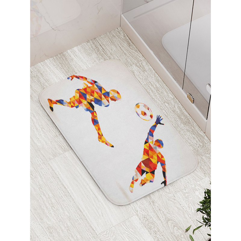 Colorful Footballers Bath Mat