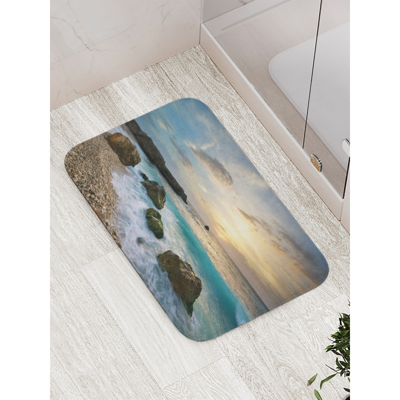 Seascape Sunrise Waves Bath Mat