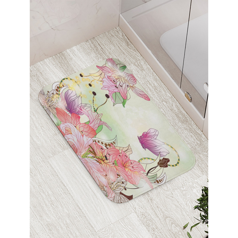 Abstract Flowers Buds Bath Mat