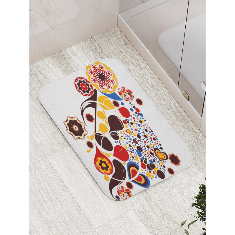 Flowers Hearts Notes Bath Mat