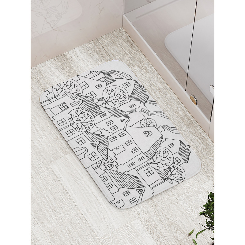 Cartoon House Village Bath Mat