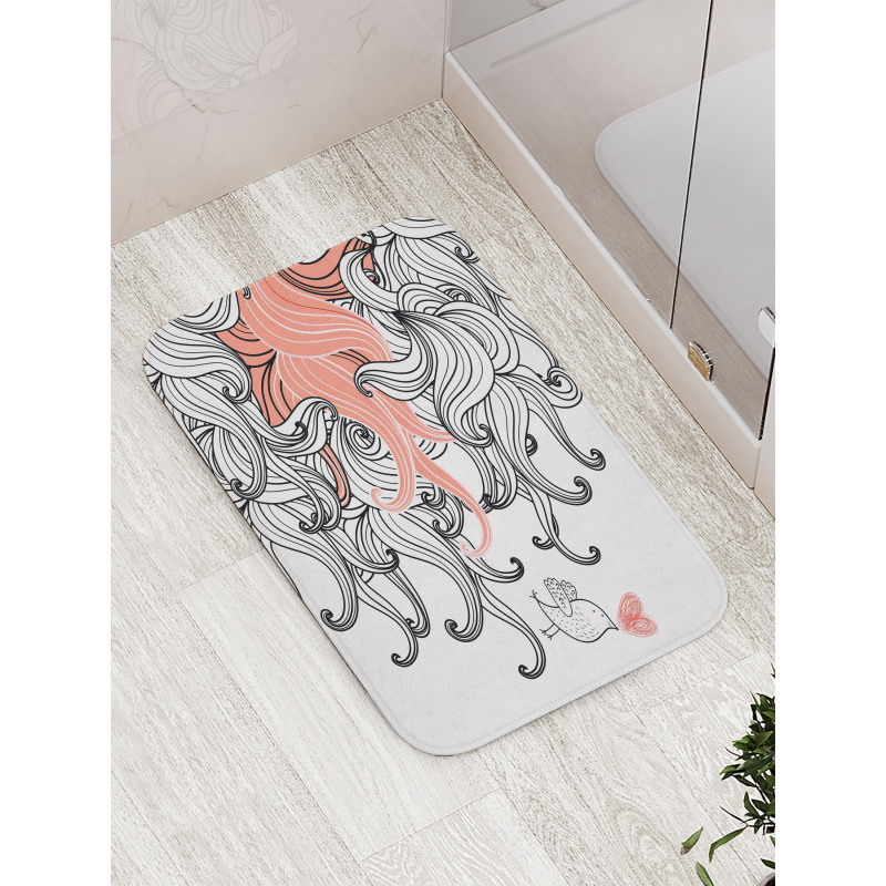 Graphic Swirls Wave Bird Bath Mat