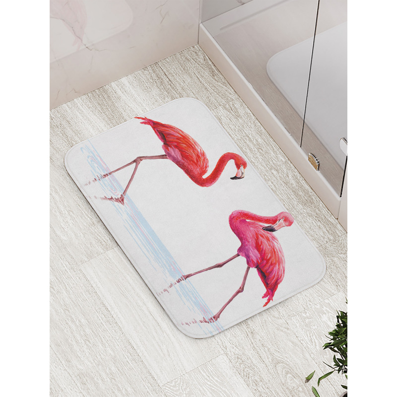 Exotic Flamingos on Sea Bath Mat