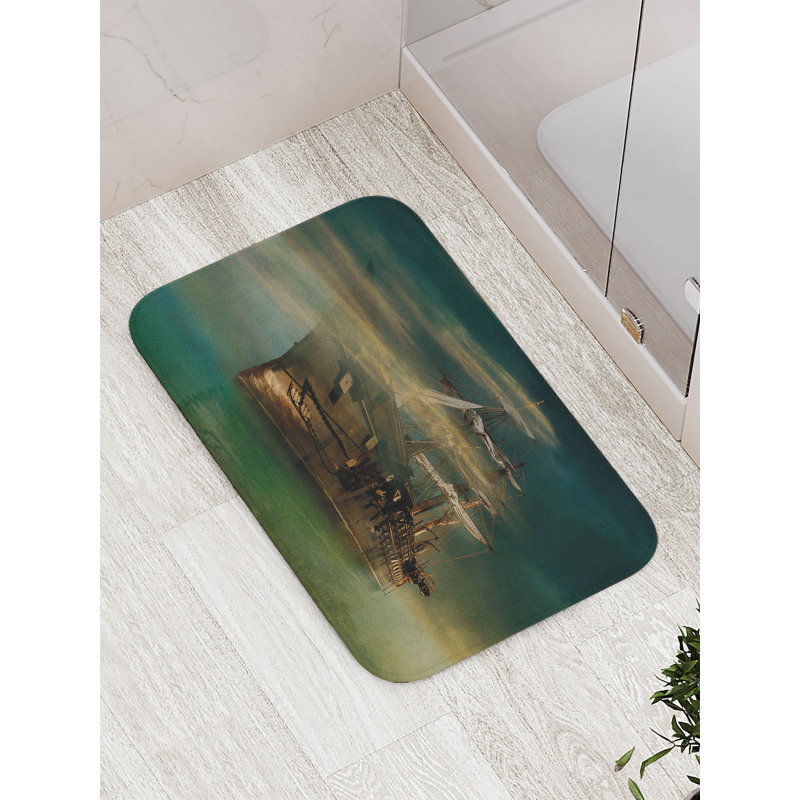 Old Ship on Calm Waters Bath Mat