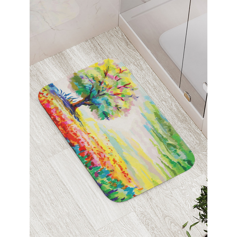 Colorful Rural Scenery Bath Mat