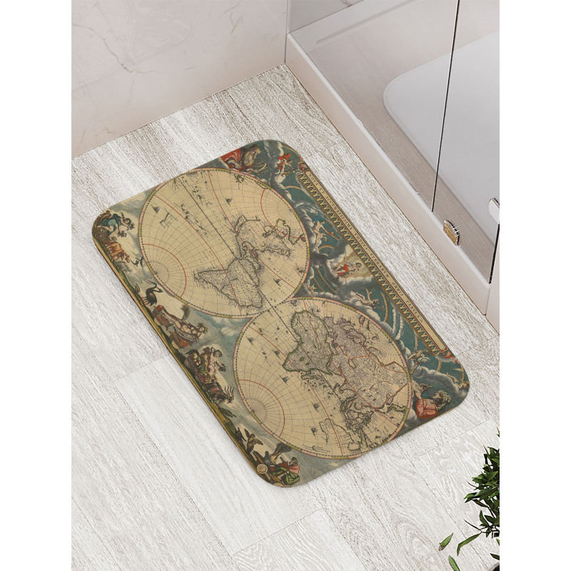 Old Map World Bath Mat