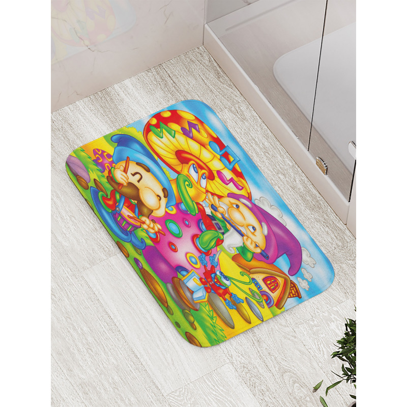 Cartoon Singing Elves Art Bath Mat