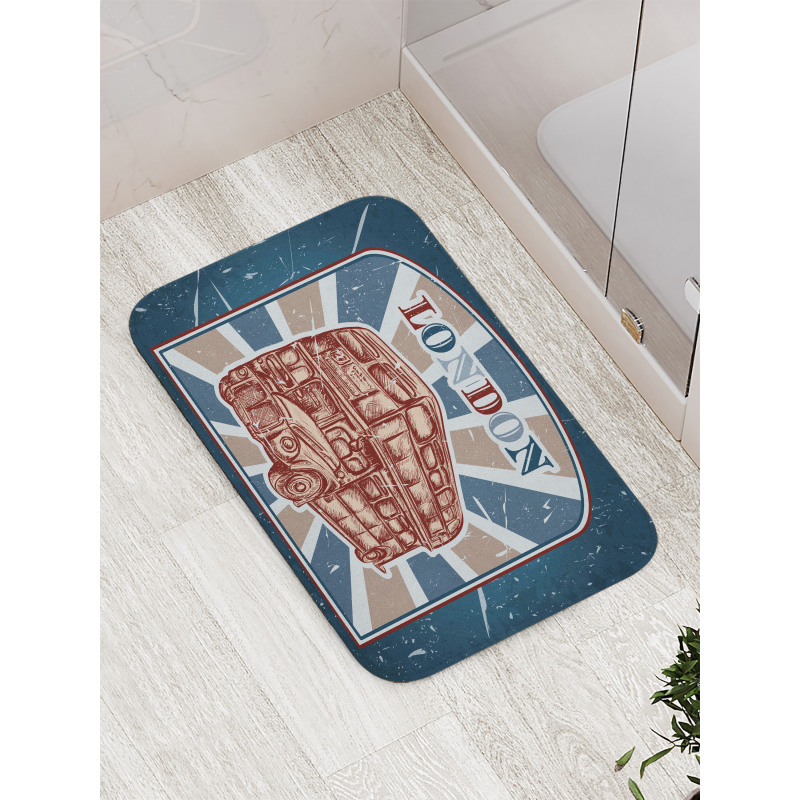 English Bus Grunge Art Bath Mat