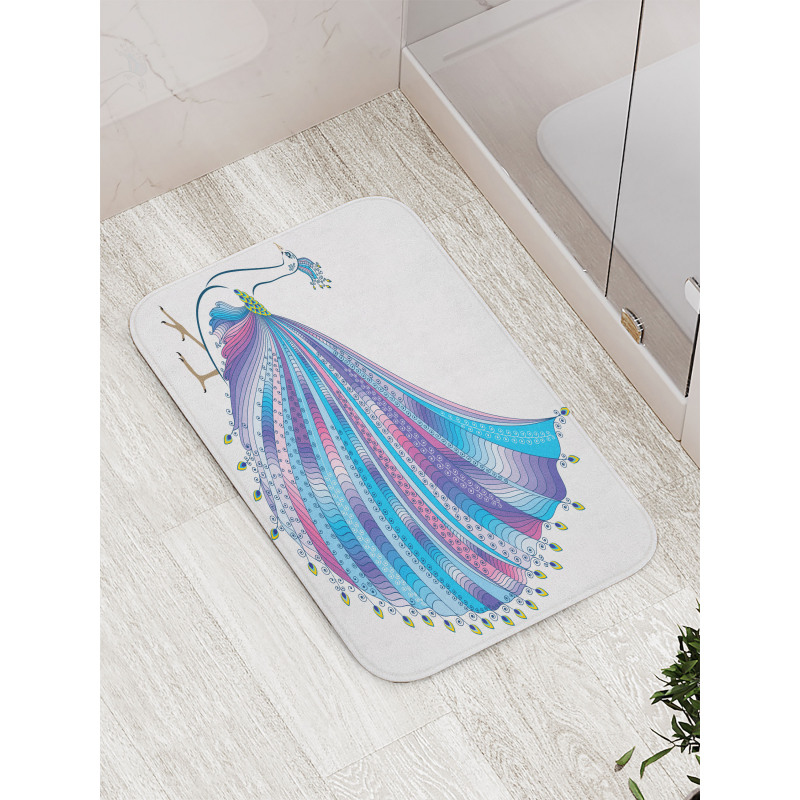 Stylized Peacock Feather Bath Mat